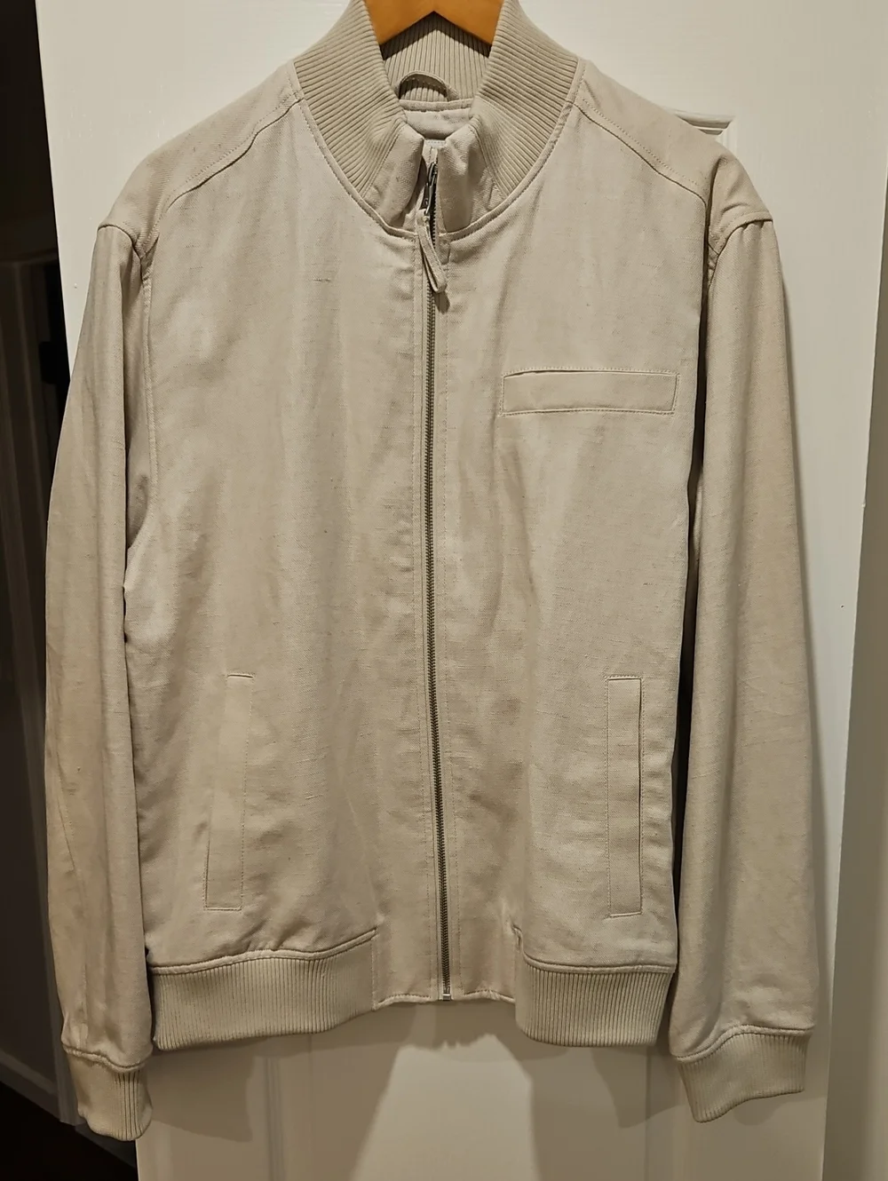 Banana Republic Men's Zip-Up Bomber Sweater in Beige